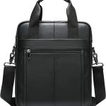 ND Genuine Leather Shoulder Messenger Bag for Men Adjustable Shoulders Sling Crossbody Bags for Travel Work Business Handbag (Black)